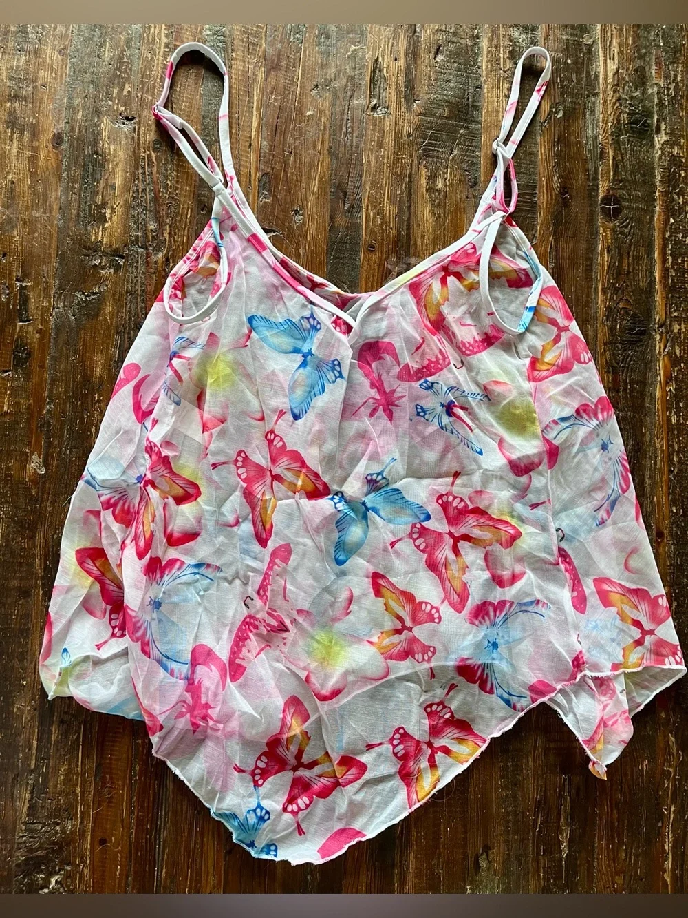 Two-piece aqua bathing suit, with Sheer Butterfly Print Camisole Top Sz M NWOT - Picture 4 of 16